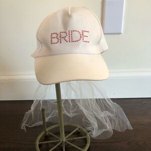Bride Cap with Veil—Bachelorette, bridal shower, wedding
